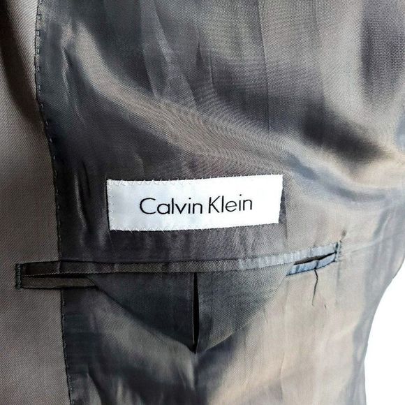 Calvin Klein Wool 2 Button Blazer 40R Light Gray - Picture 7 of 10